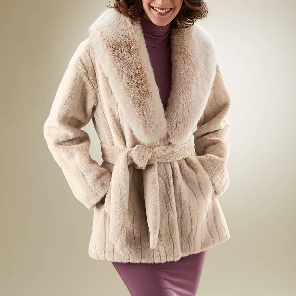 Centre Stage Cream Faux Fur Coat