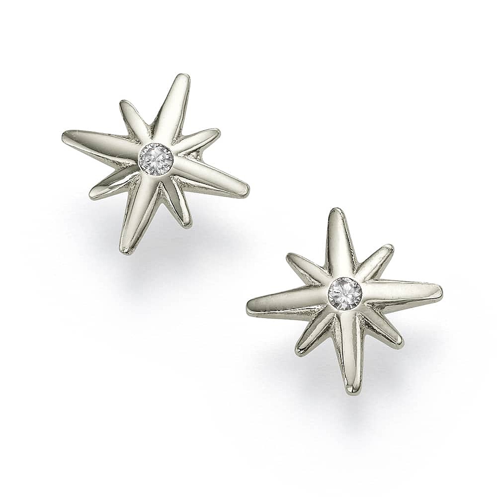Follow The Star Silver Stud Earrings