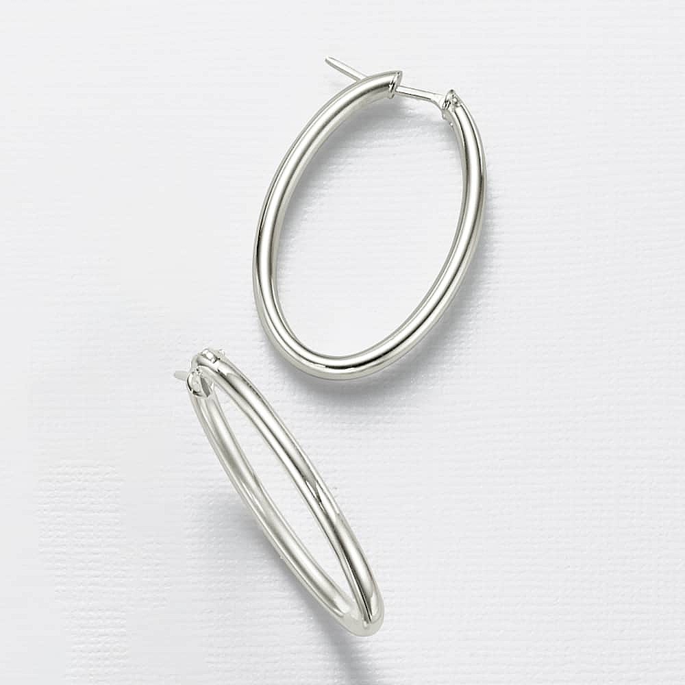 Sleek Perspective Silver Hoop Earrings