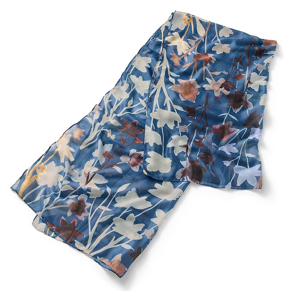 Blue Botanical Scarf