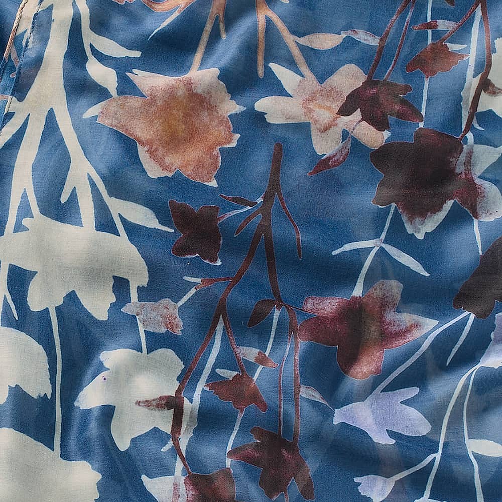 Blue Botanical Scarf