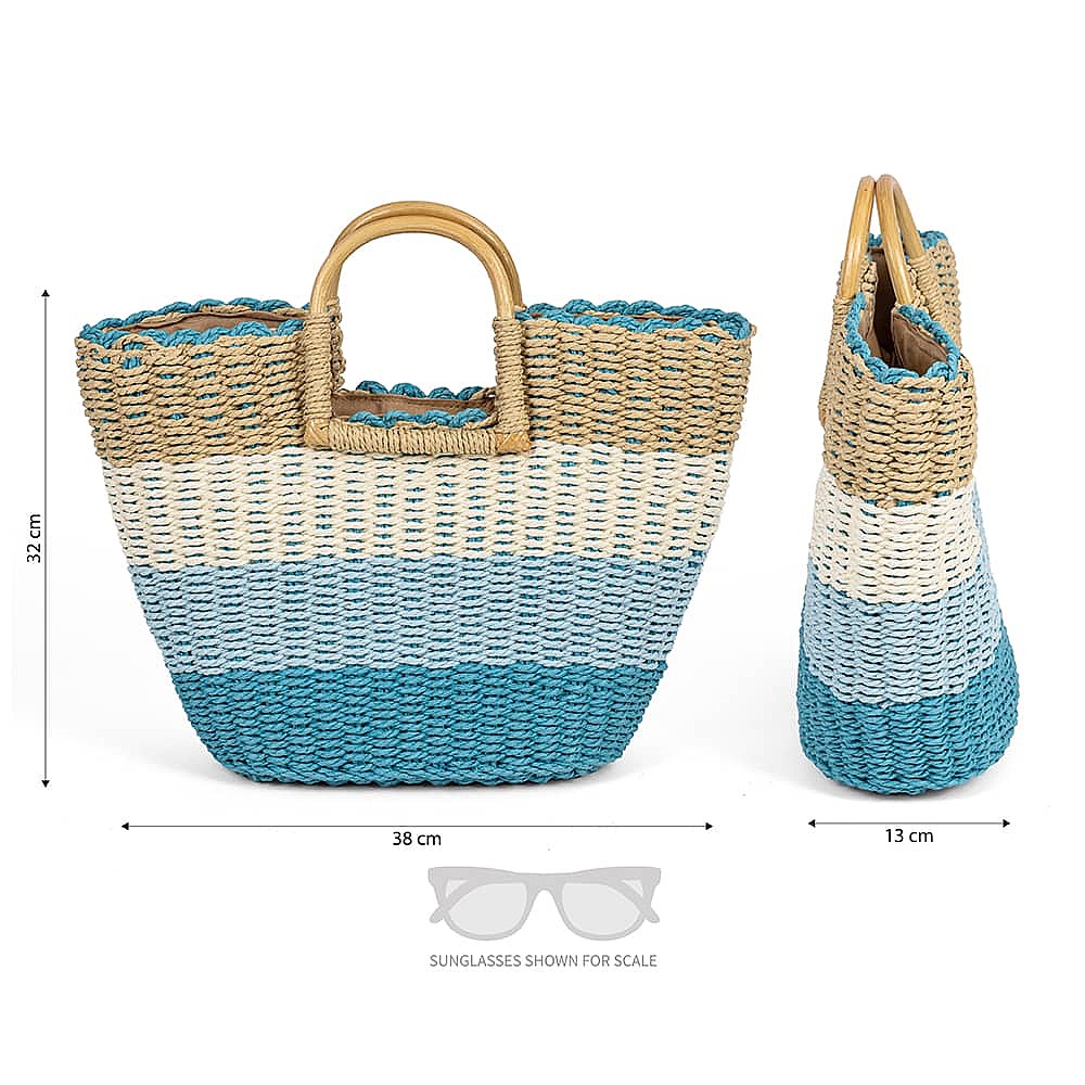 Blue on the Horizon Straw Bag