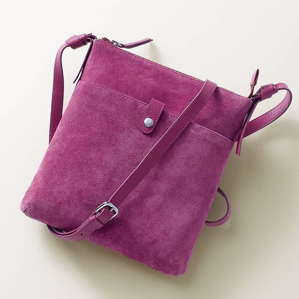 Falling for Fuchsia Suede Cross-Body Bag