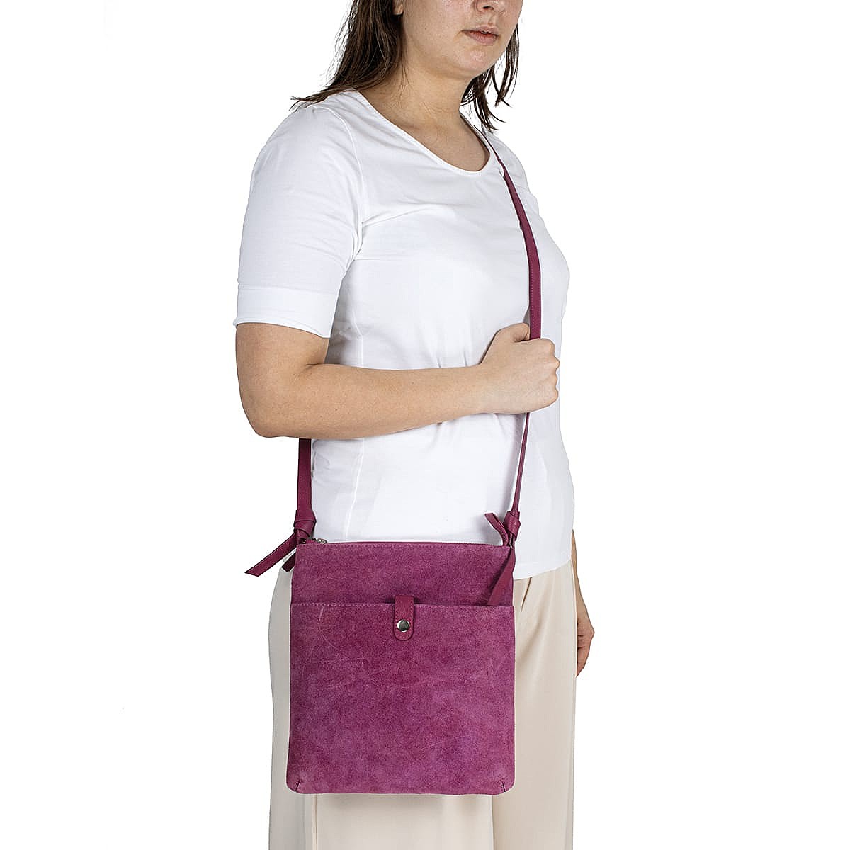 Falling for Fuchsia Suede Cross-Body Bag