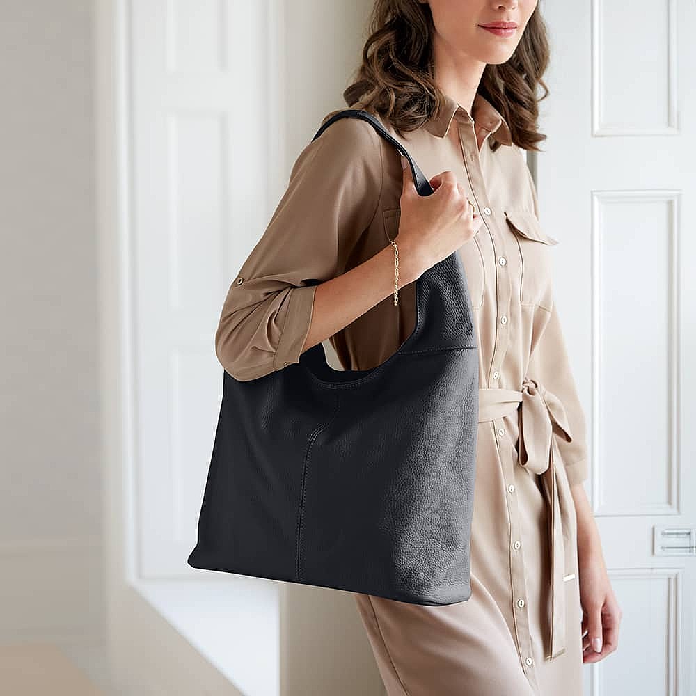 Leather slouchy shoulder bag best sale