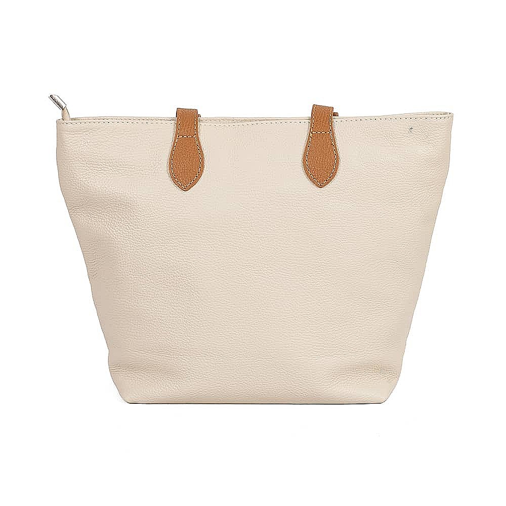 Around Town Cream Leather Tote Bag