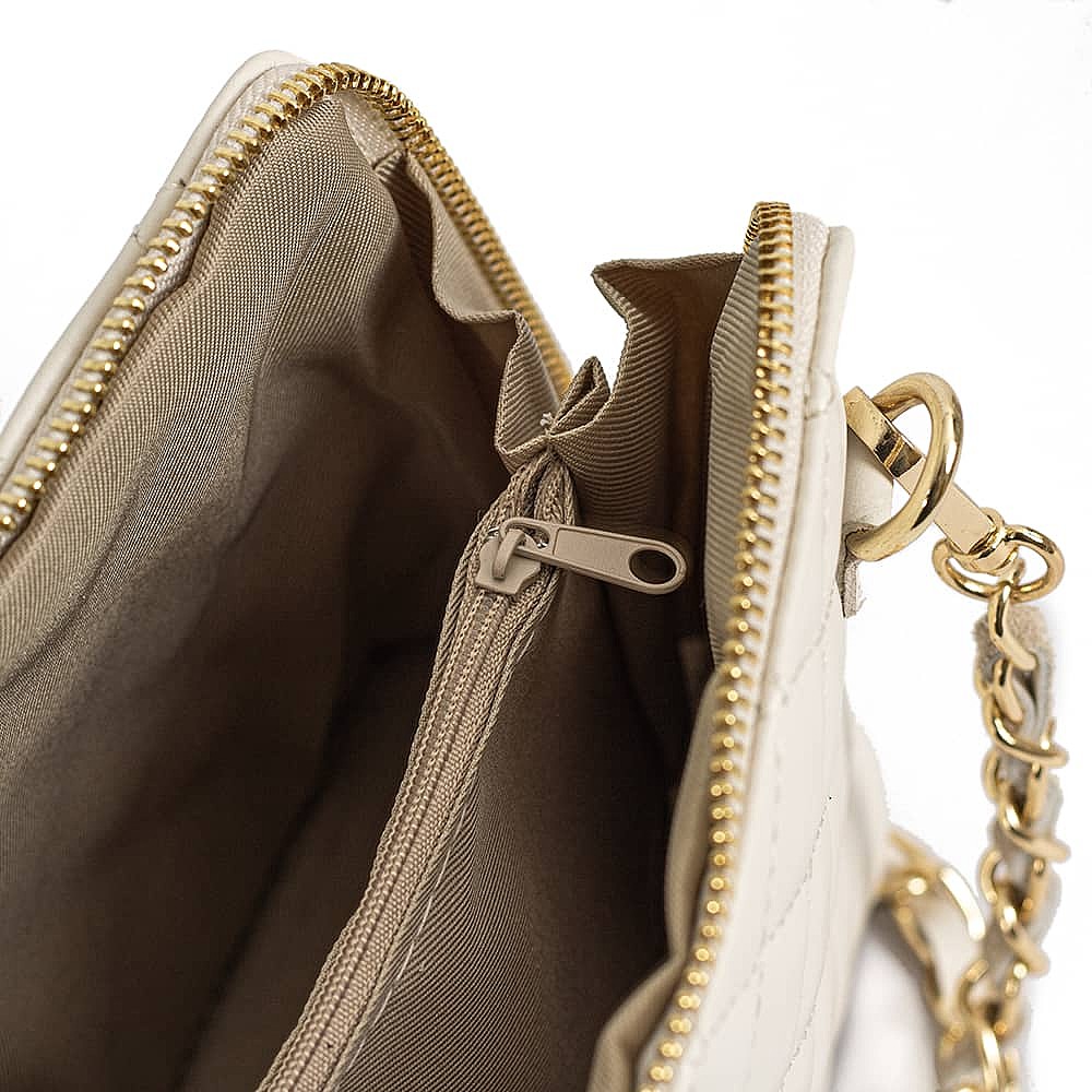 Glamour to Go Cream Leather Cross-Body Bag