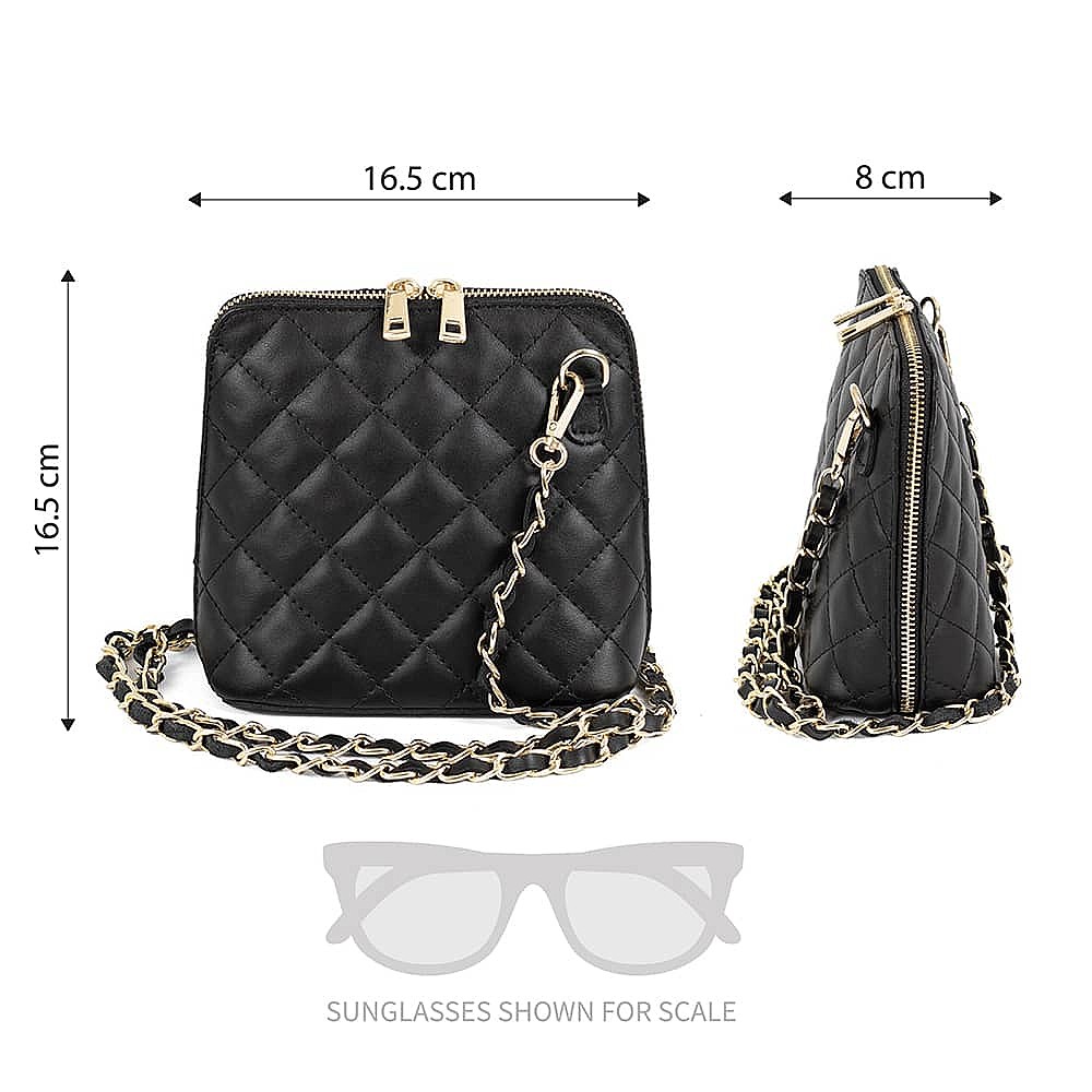 Glamour to Go Black Leather Cross-Body Bag