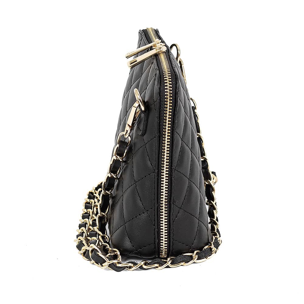 Glamour to Go Black Leather Cross-Body Bag
