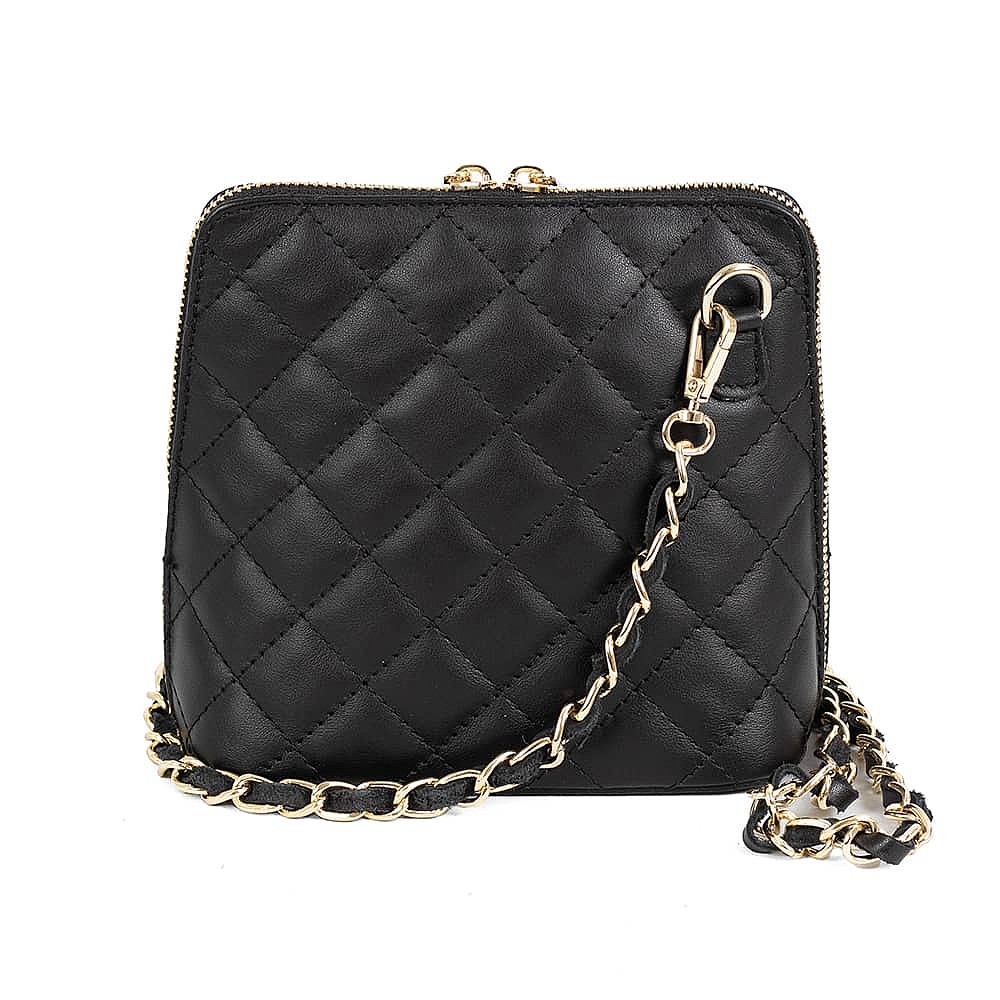 Glamour to Go Black Leather Cross-Body Bag