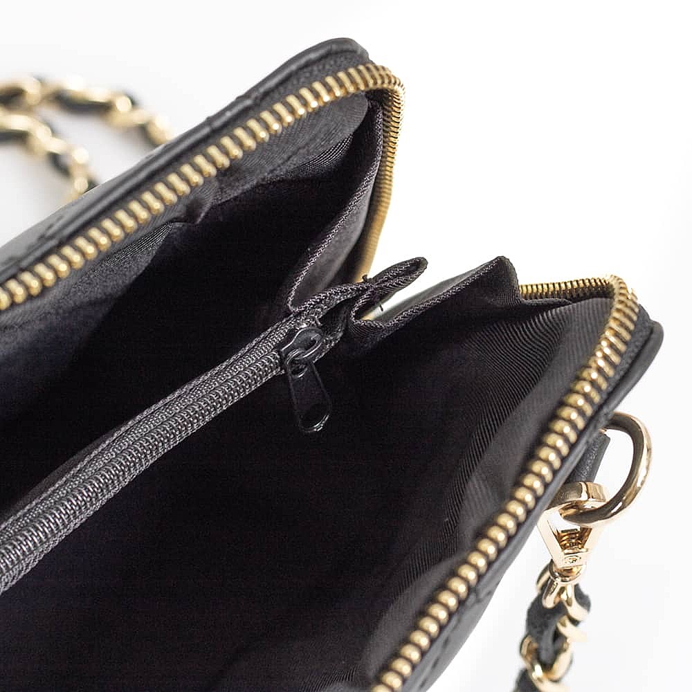 Glamour to Go Black Leather Cross-Body Bag
