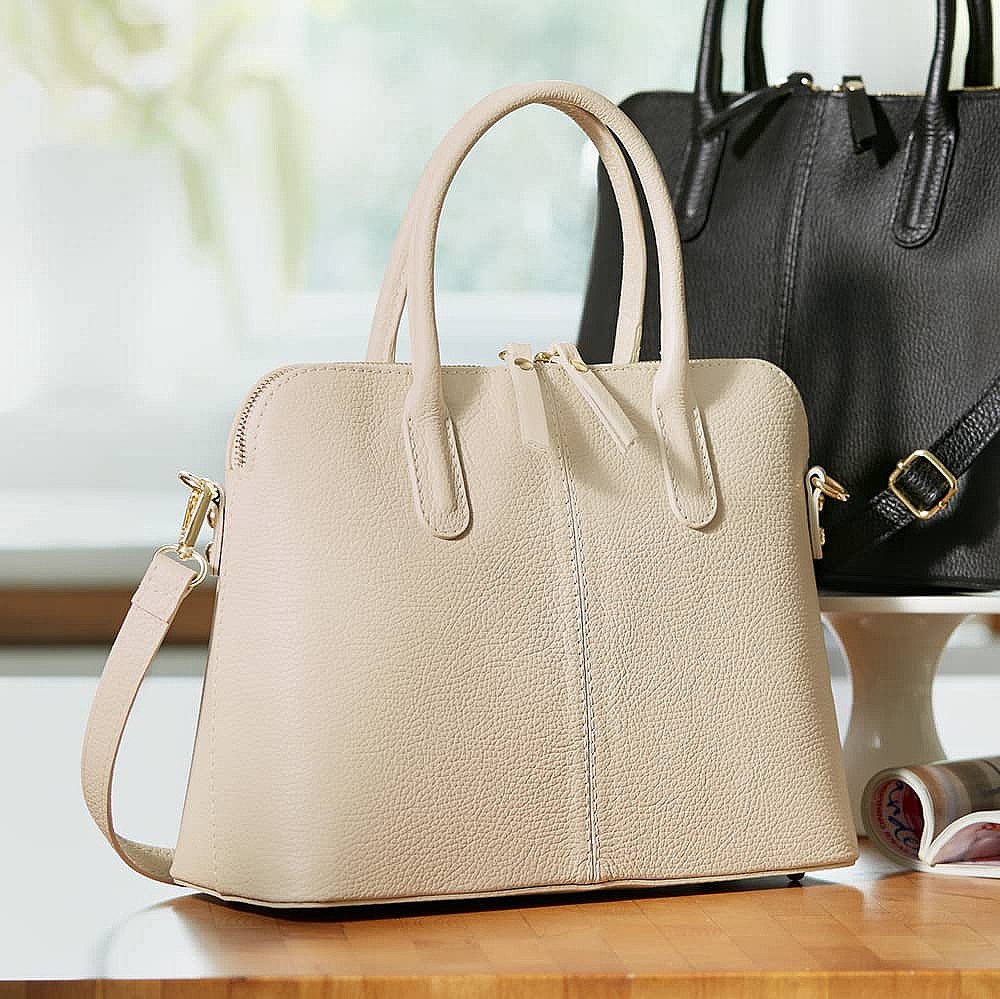 She's a Lady Cream Leather Bag