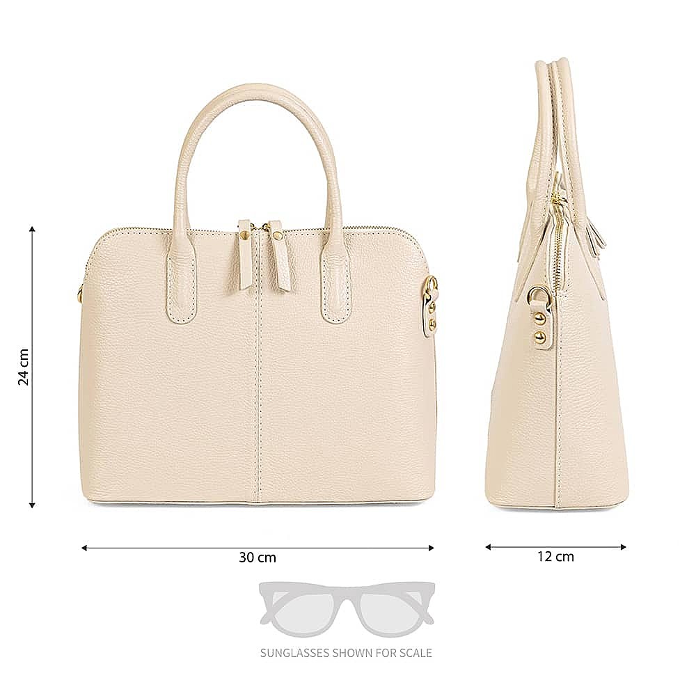 She's a Lady Cream Leather Bag
