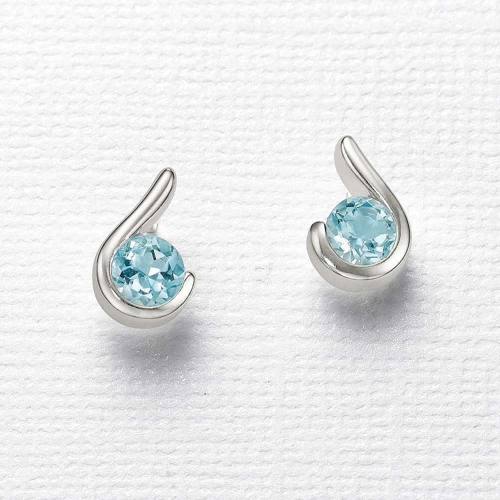 Catch the Curl Blue Topaz Stud Earrings