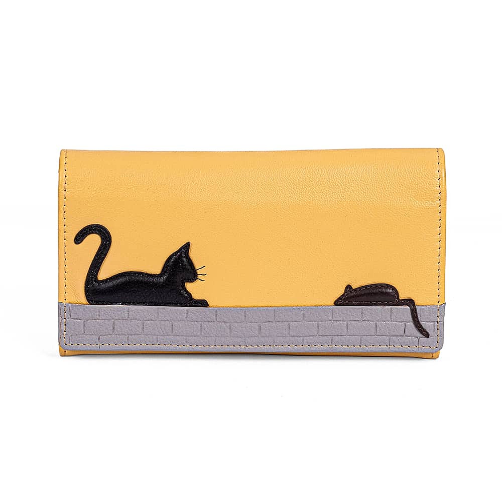 Cat at Play Leather Purse