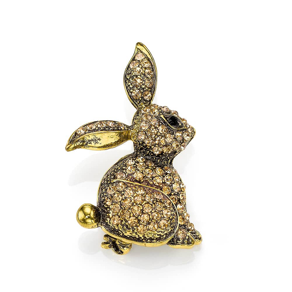 Blissful Bunny Crystal Brooch