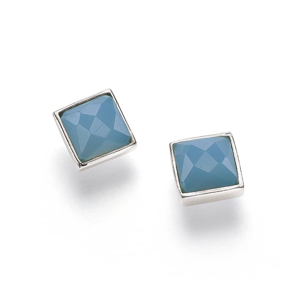 Simply Square Denim Chalcedony Stud Earrings