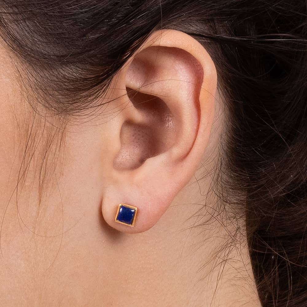 Simply Square Lapis Stud Earrings