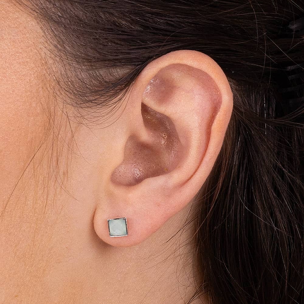 Air of Aqua Chalcedony Stud Earrings Pia Jewellery