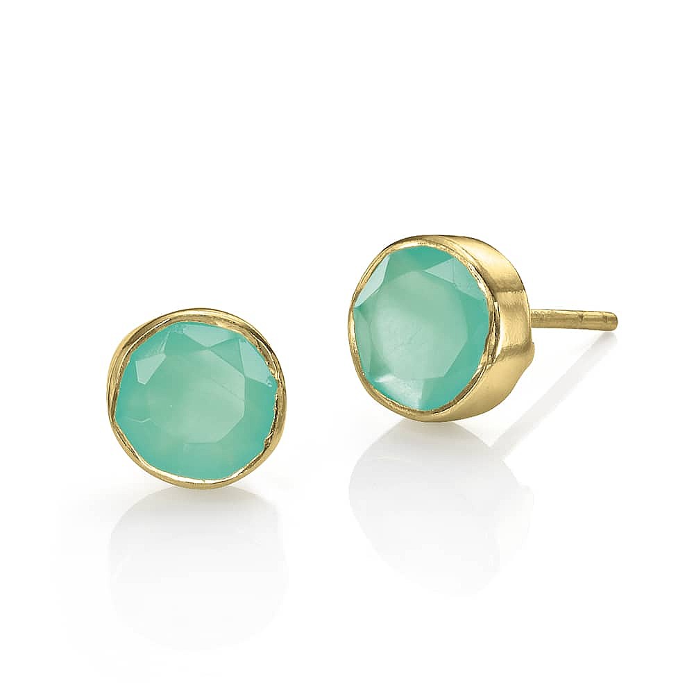 Mint Melody Chalcedony Stud Earrings