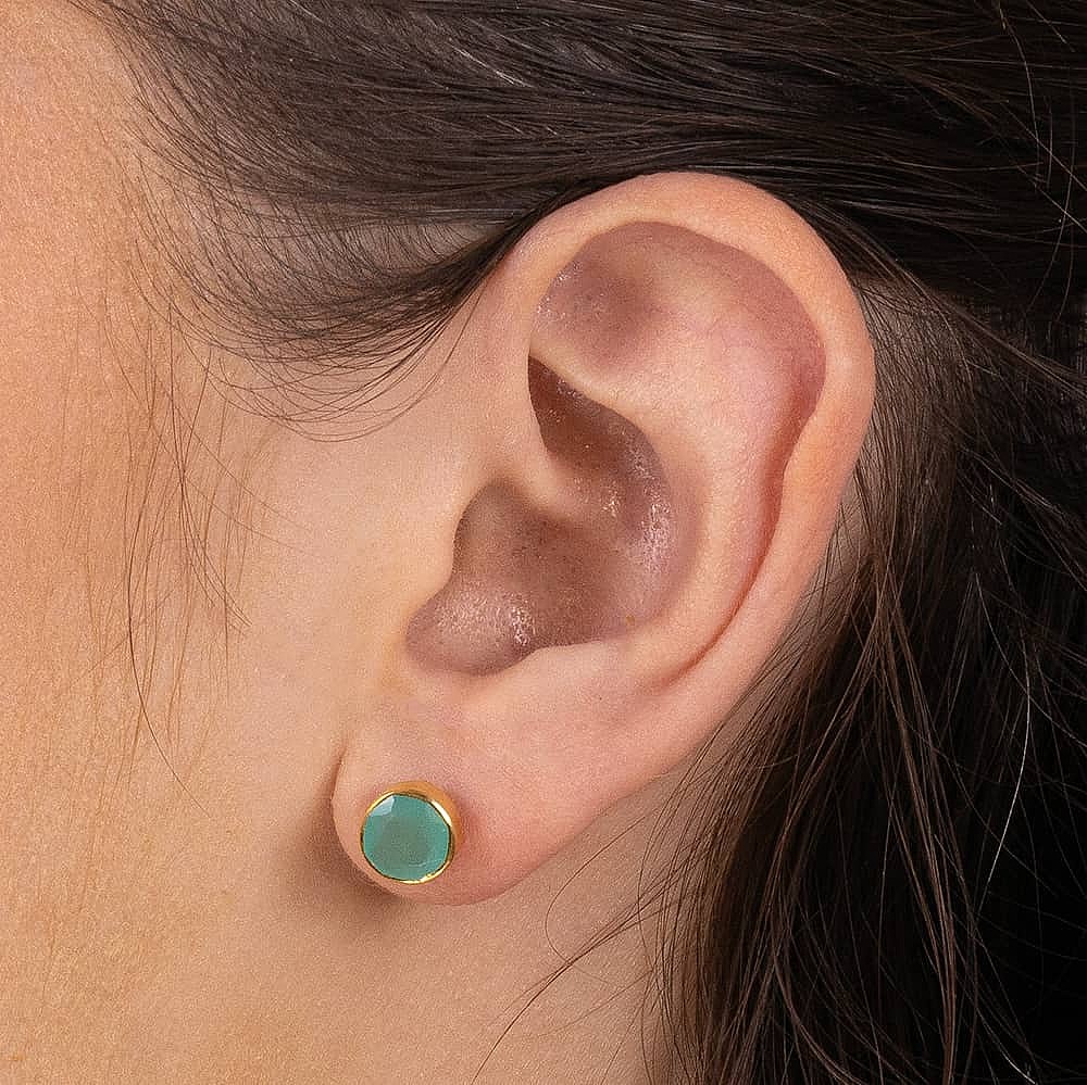 Mint Melody Chalcedony Stud Earrings