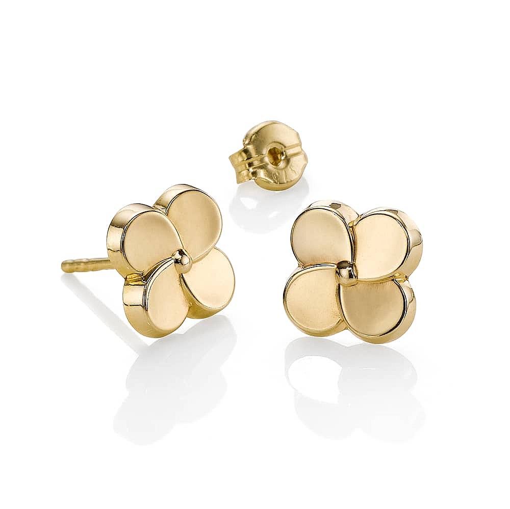 Fortune in Flower Gold Stud Earrings