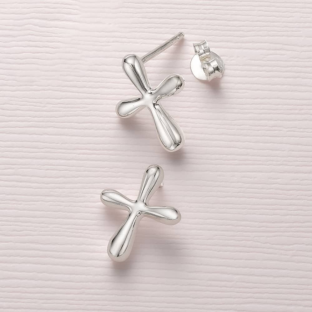 Faith Shines Silver Stud Earrings