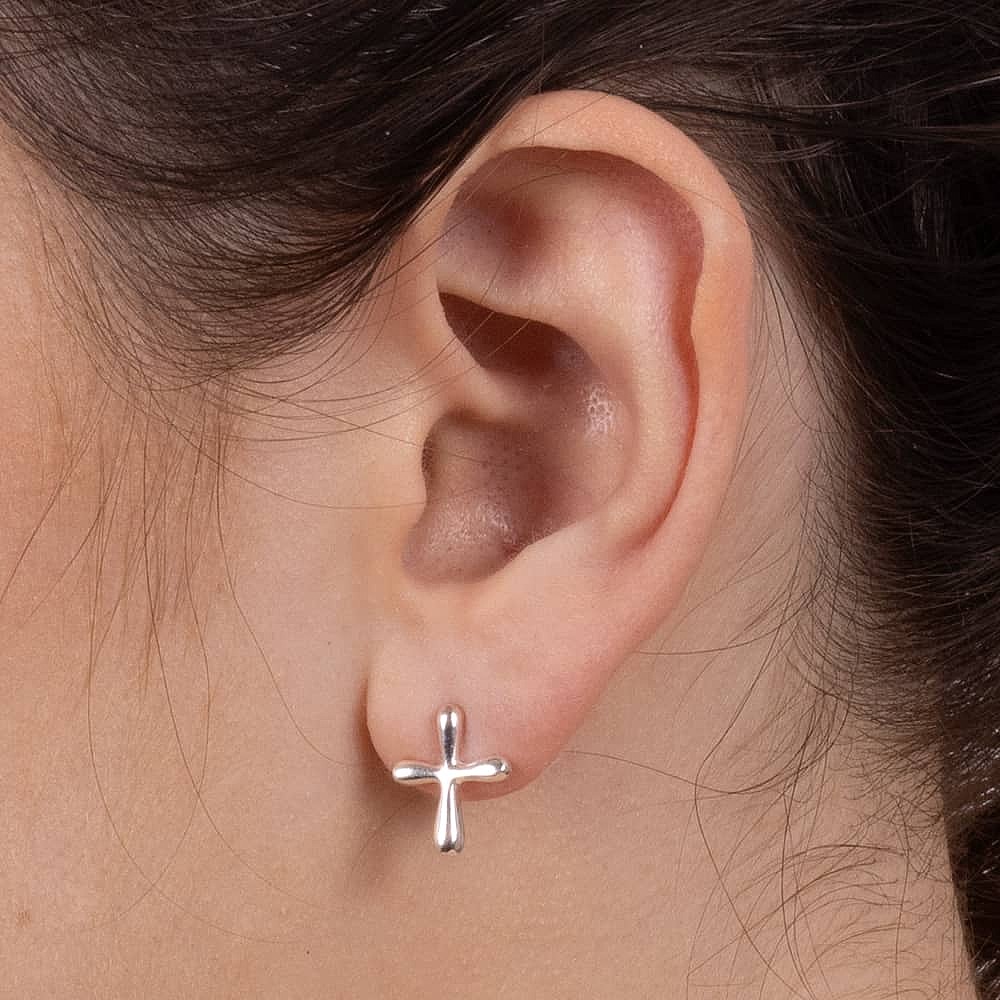 Faith Shines Silver Stud Earrings