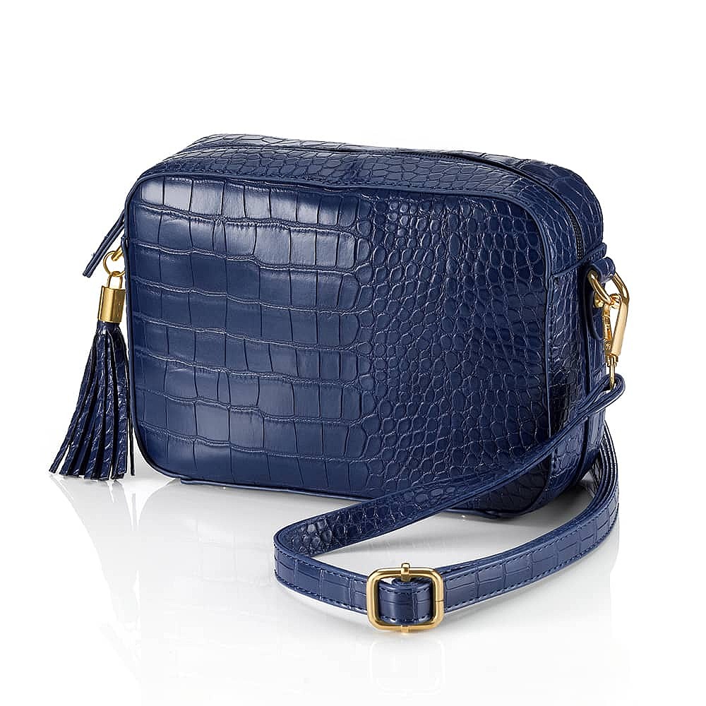 Noteworthy Navy Faux Leather Bag