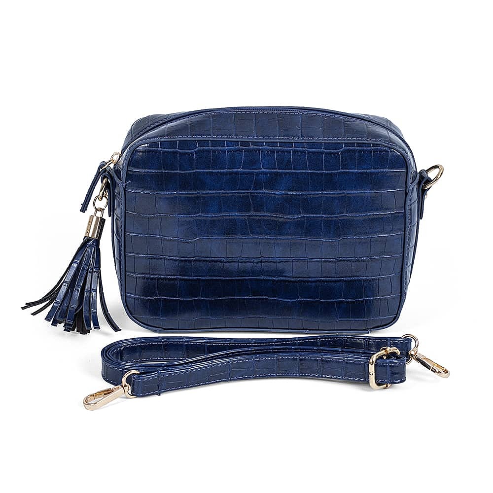 Noteworthy Navy Faux Leather Bag
