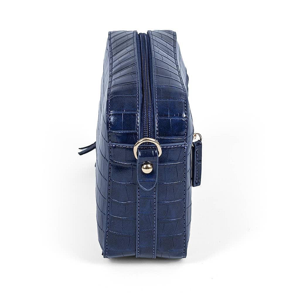 Noteworthy Navy Faux Leather Bag