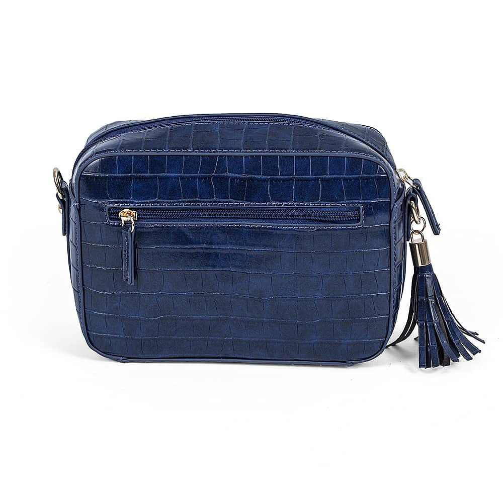 Noteworthy Navy Faux Leather Bag