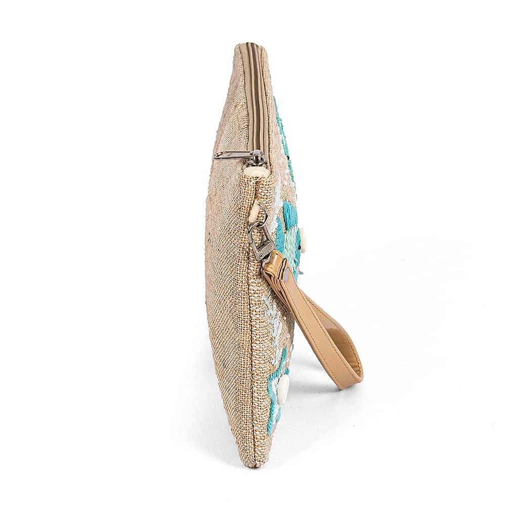 Tidal Turquoise Beaded Pouch