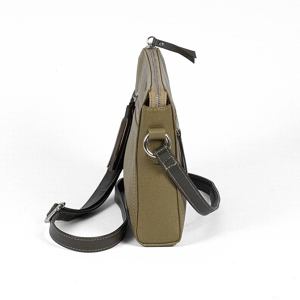 Olive Overture Leather Cross-Body Bag