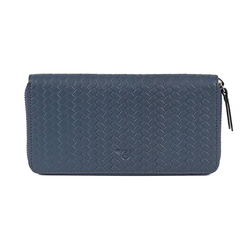 Woven In Navy Leather Purse