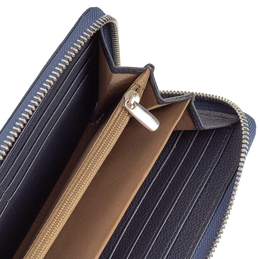 Woven In Navy Leather Purse
