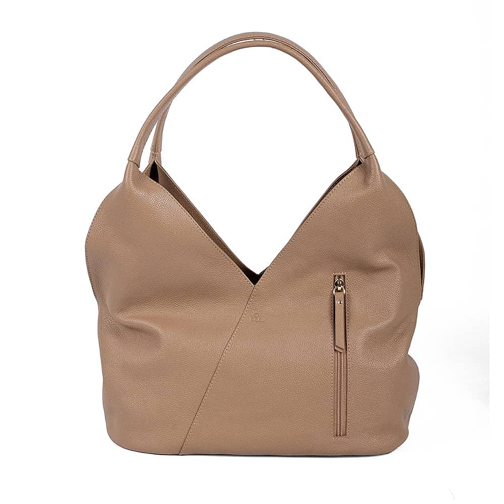Praline Tulip Leather Shoulder Bag
