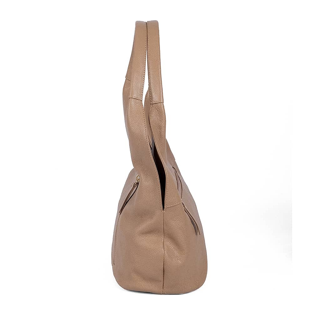 Praline Tulip Leather Shoulder Bag
