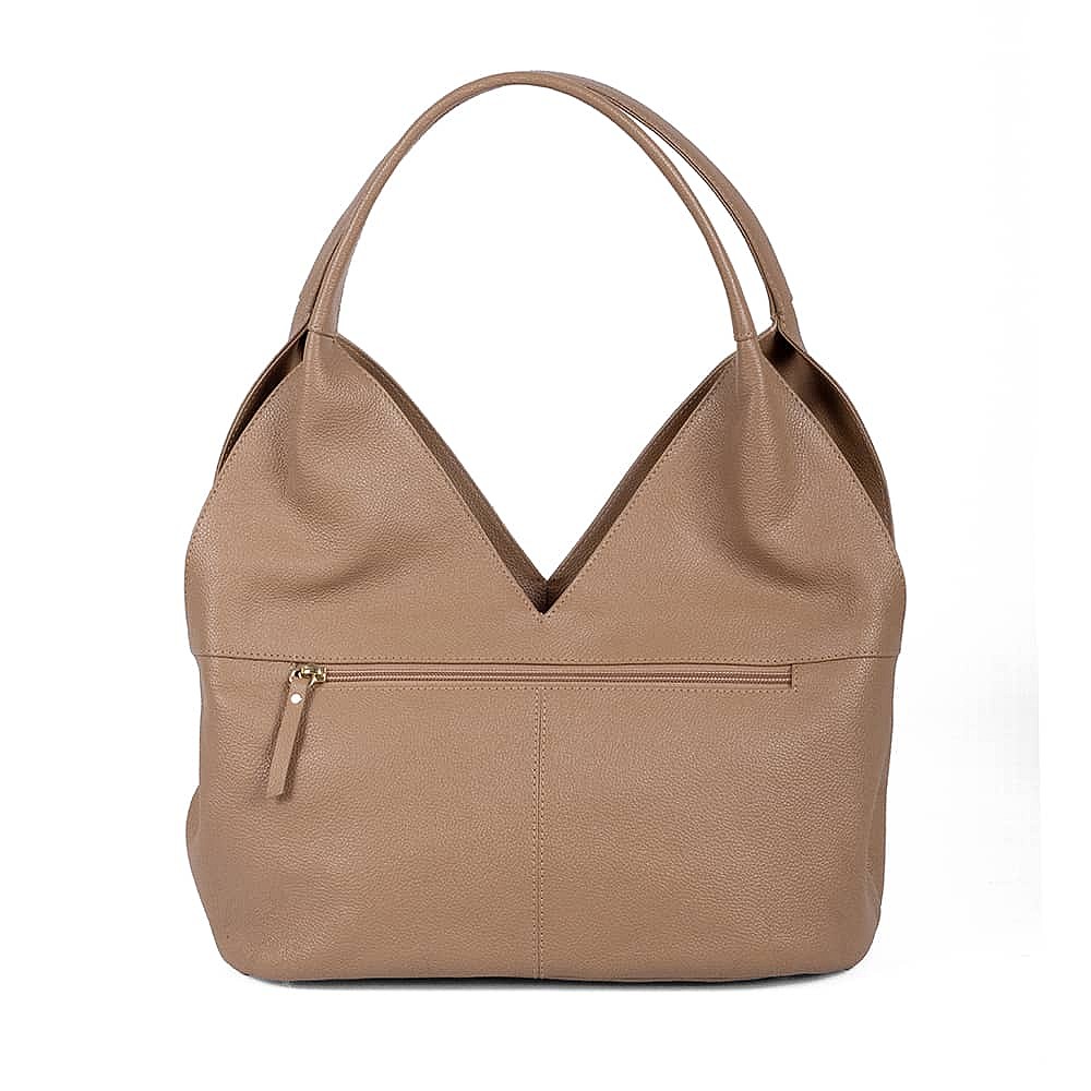 Praline Tulip Leather Shoulder Bag