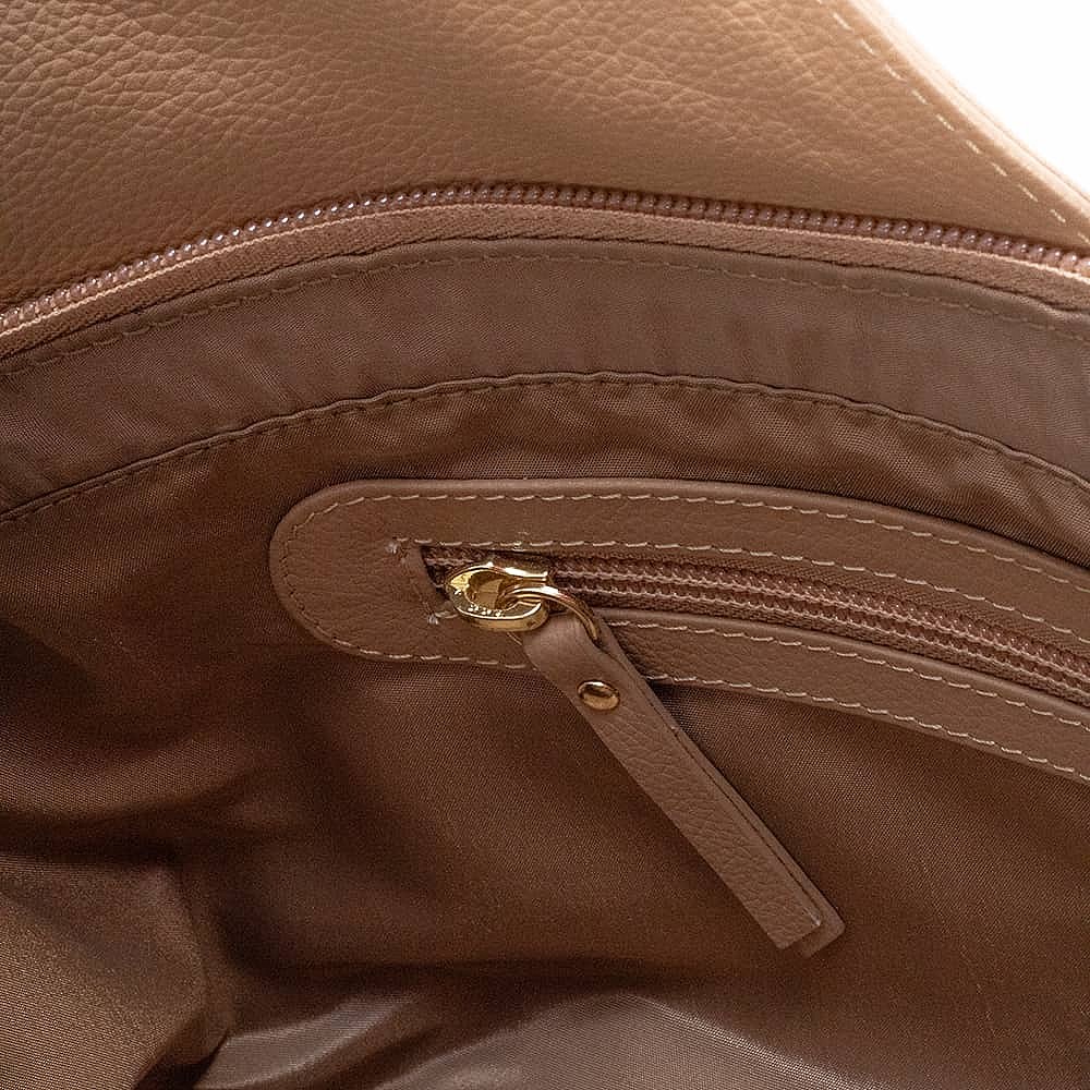 Praline Tulip Leather Shoulder Bag