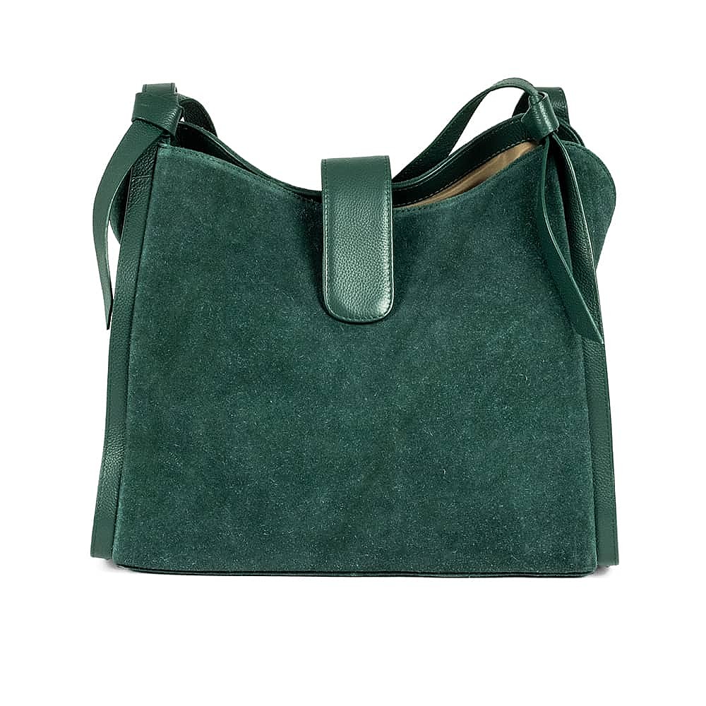 Give In To Green Suede Shoulder Bag