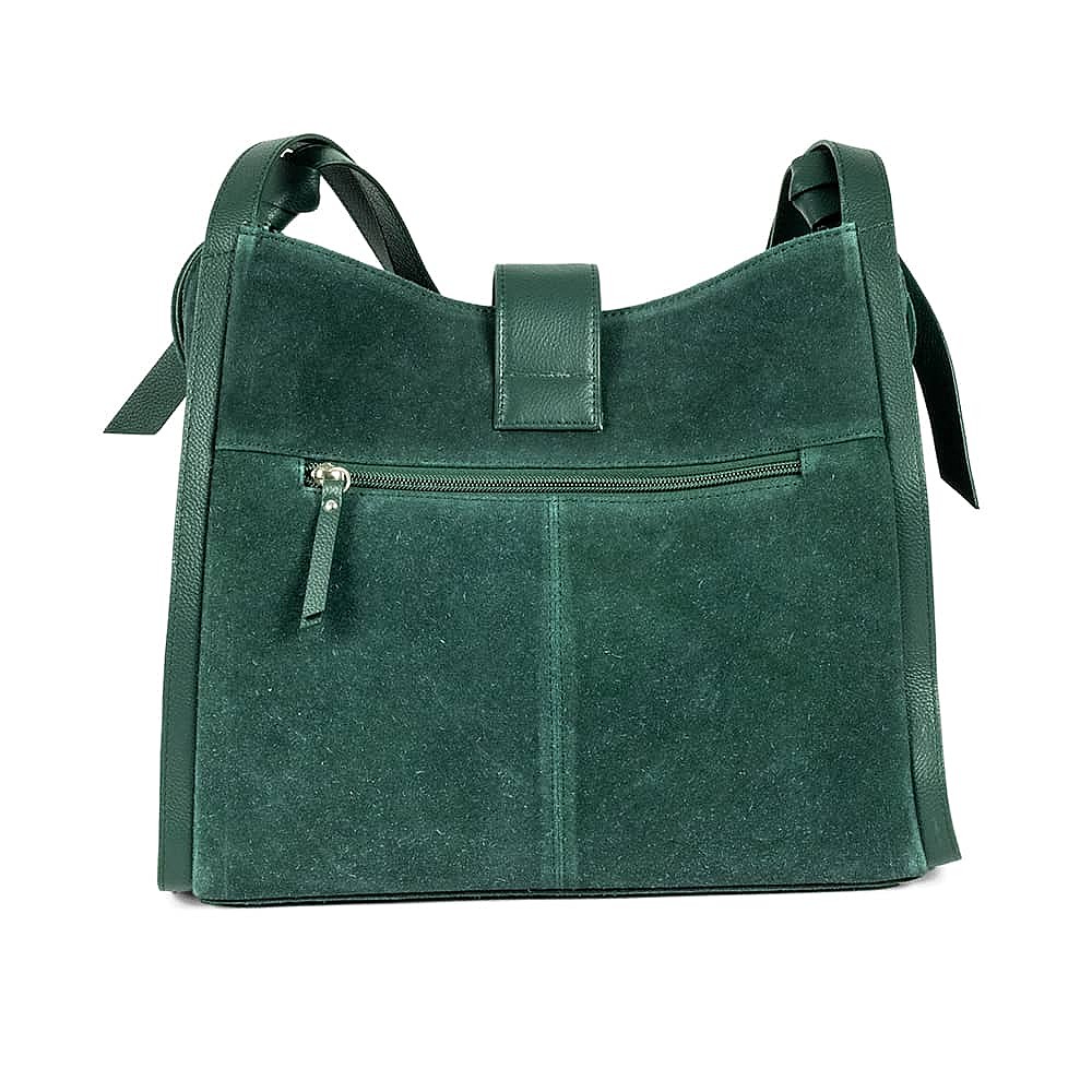 Give In To Green Suede Shoulder Bag