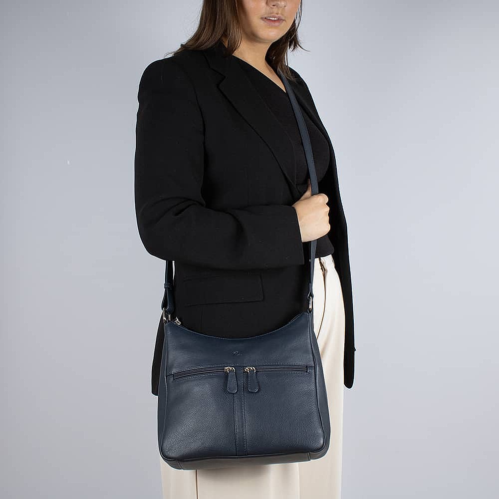 As Night Falls Navy Leather Bag