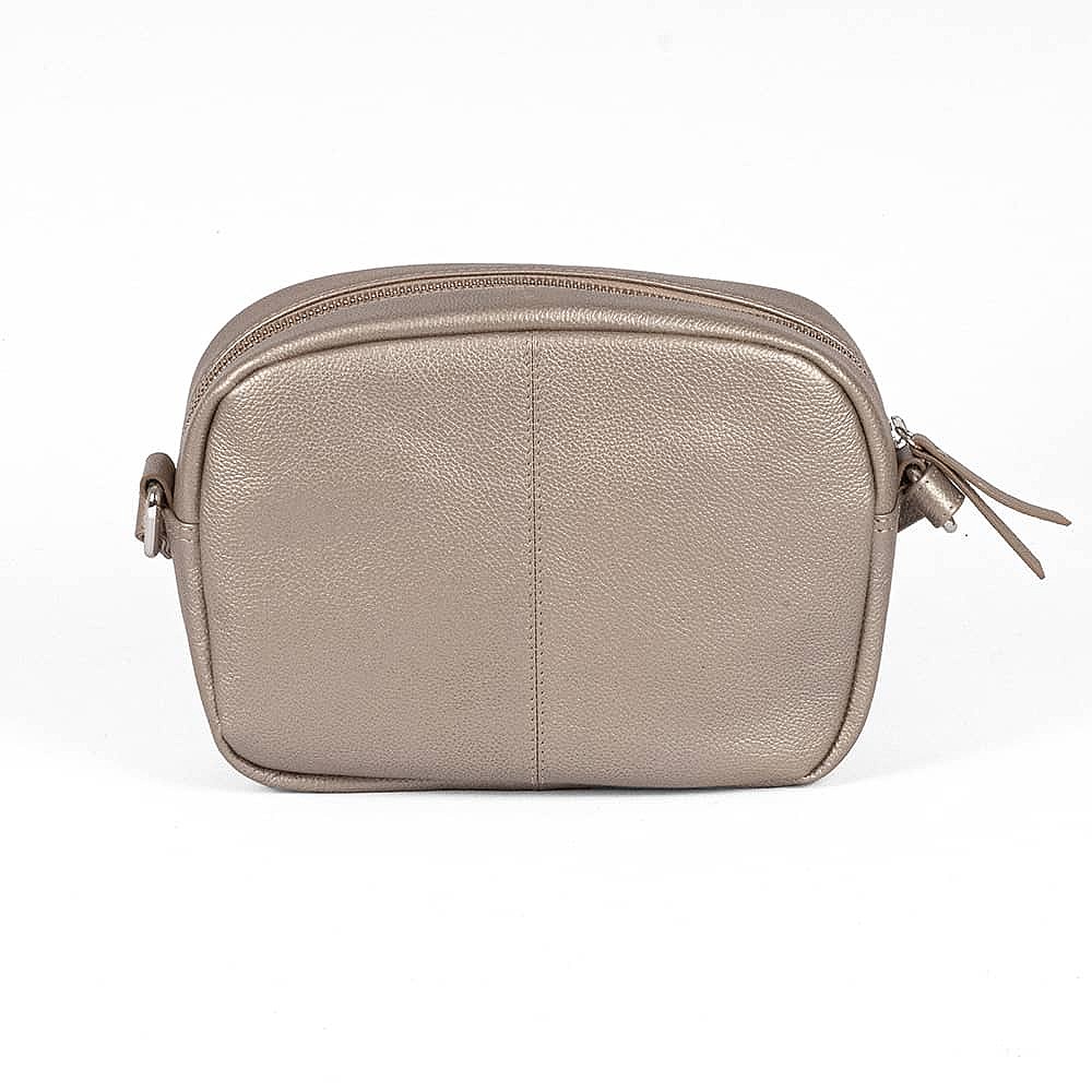 Polished In Pewter Leather Cross-Body Bag