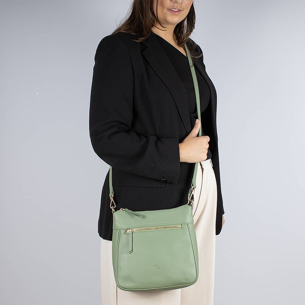 Say It In Sage Leather Cross-Body Bag