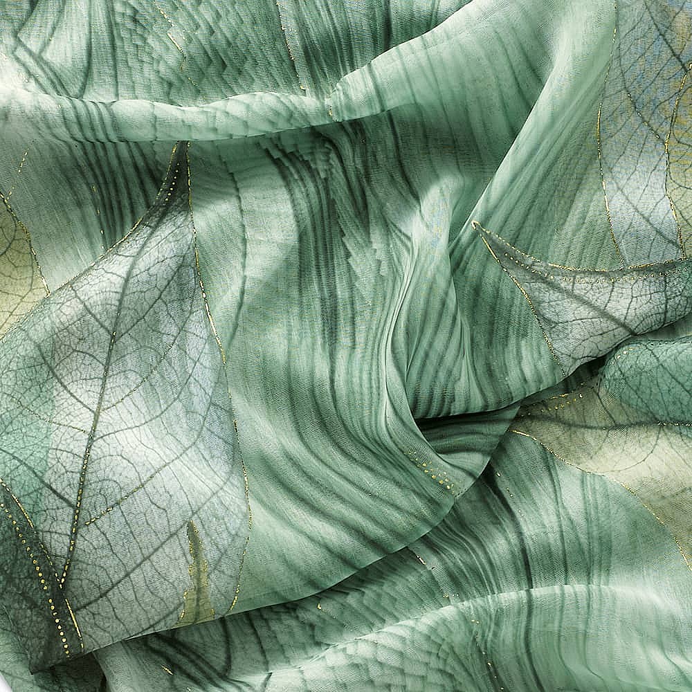 Gilded Gossamer Sage Leaves Scarf