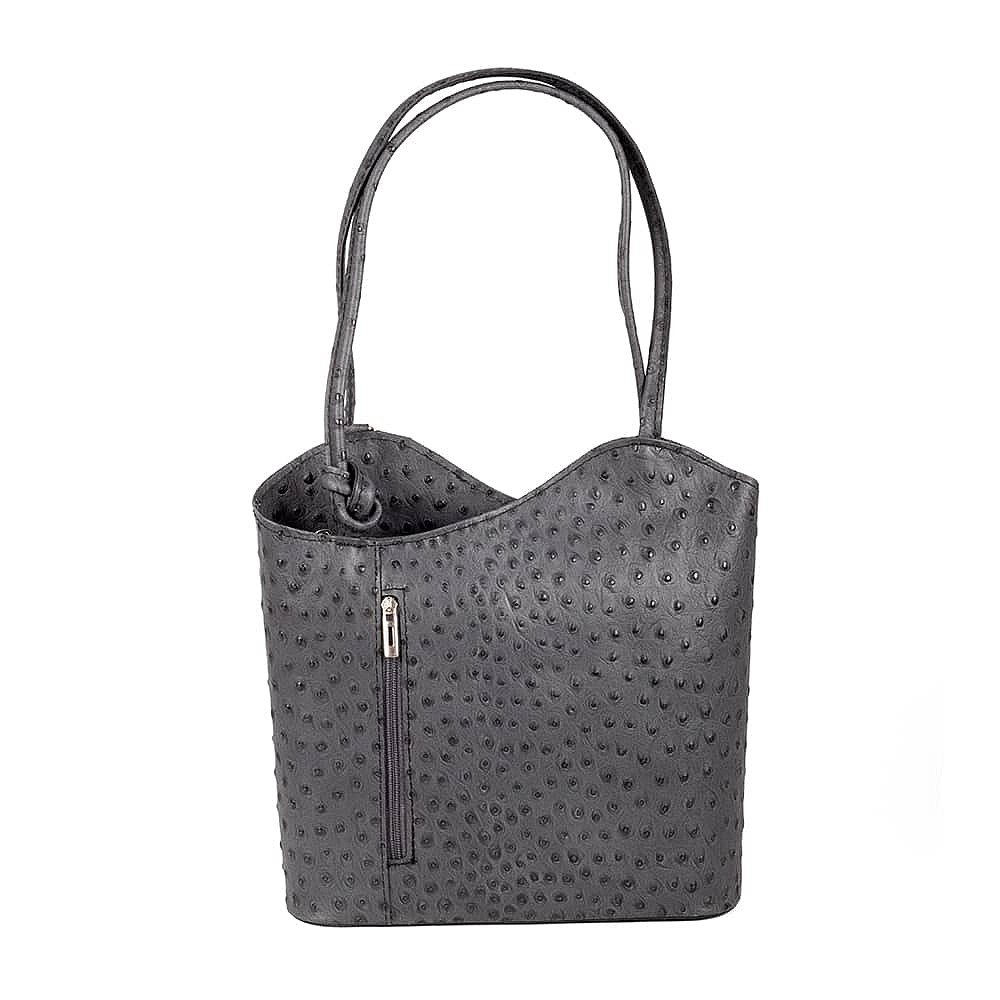Eloquently Embossed Grey Leather Bag