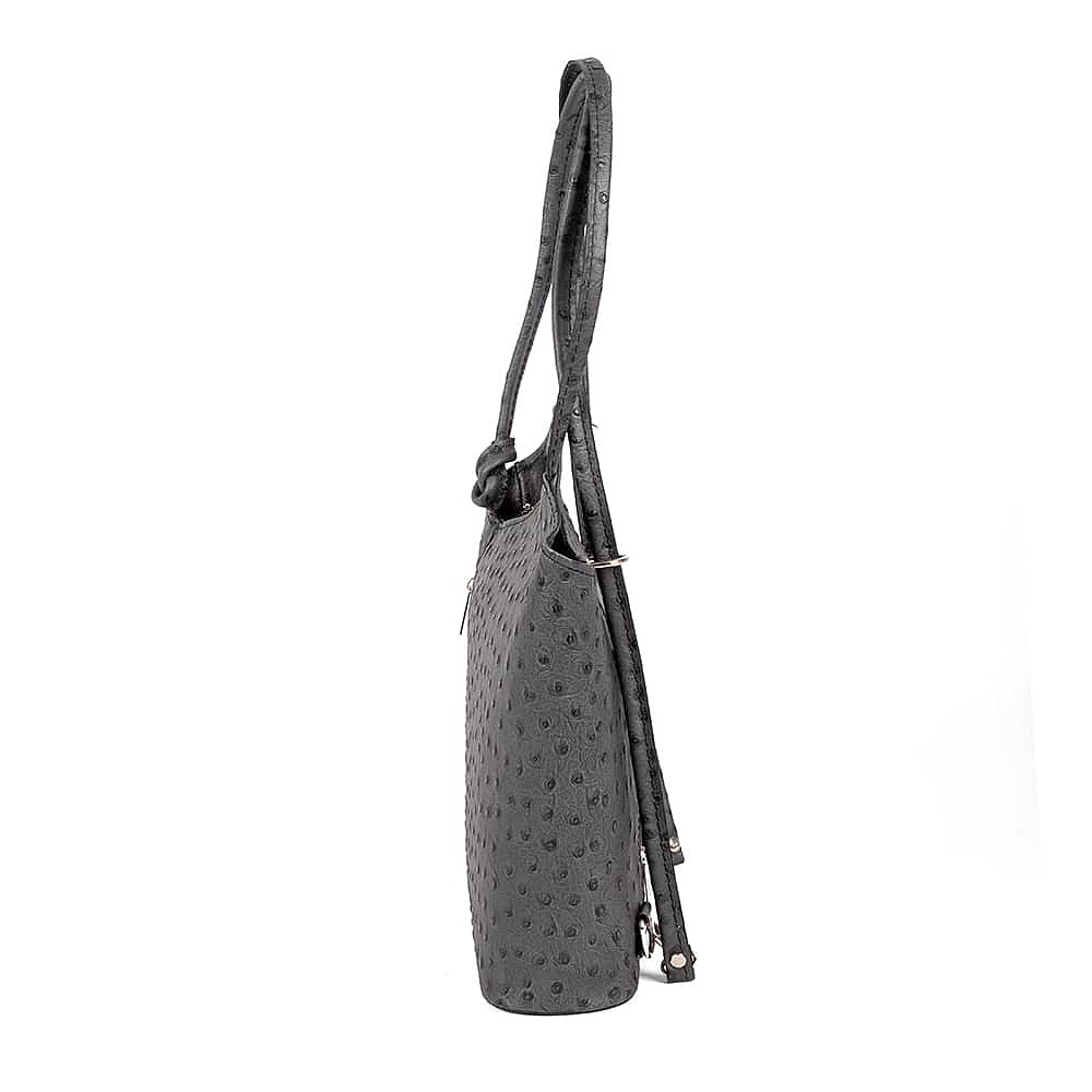 Eloquently Embossed Grey Leather Bag