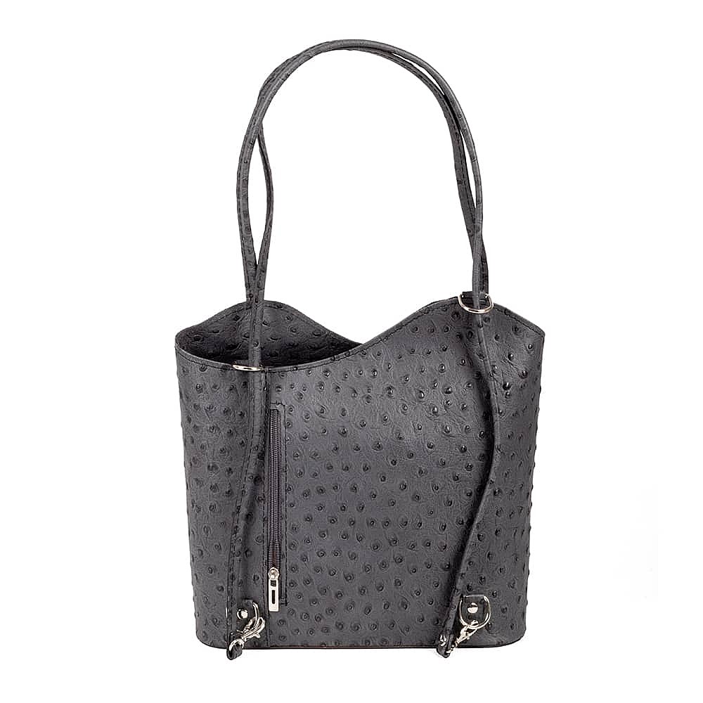 Eloquently Embossed Grey Leather Bag