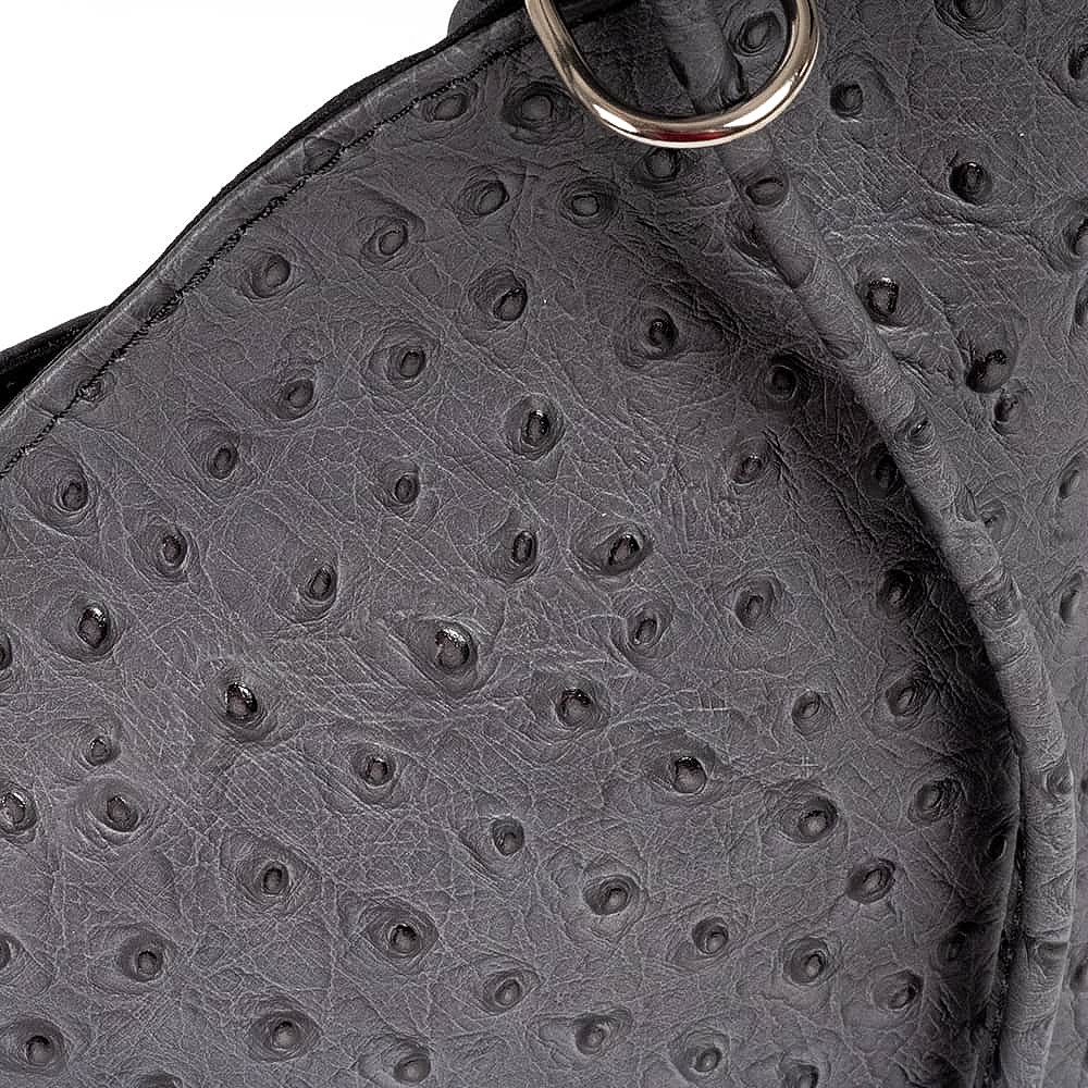 Eloquently Embossed Grey Leather Bag